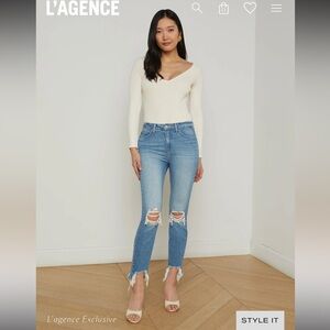 L'AGENCE High Line Distressed Skinny Jean size 24